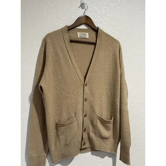 VINTAGE S. Fisher Burlington Arcade Cashmere Cardigan Sweater Adult Large Mens